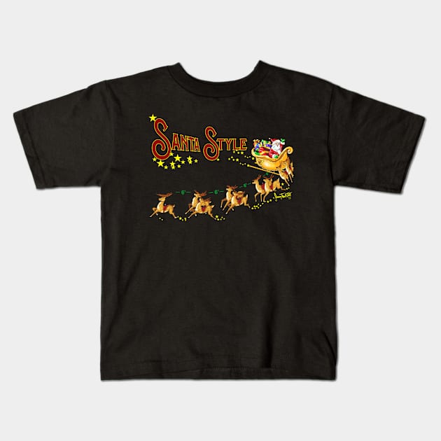 Santa Style with Essential Reindeer Dark Version Kids T-Shirt by SidneyTees